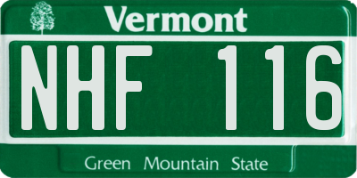 VT license plate NHF116