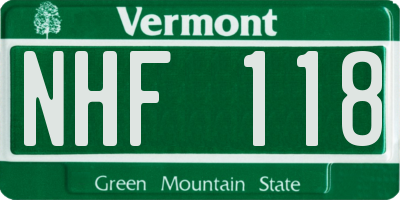 VT license plate NHF118