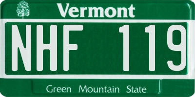 VT license plate NHF119