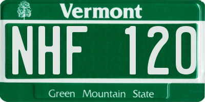 VT license plate NHF120