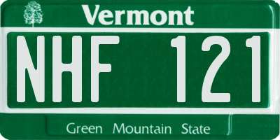VT license plate NHF121