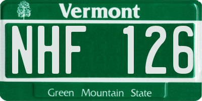 VT license plate NHF126