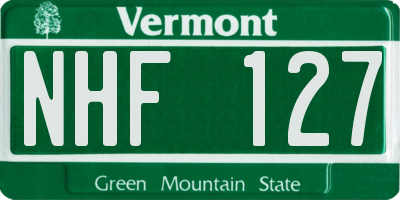 VT license plate NHF127