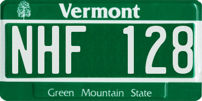 VT license plate NHF128