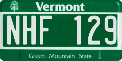 VT license plate NHF129