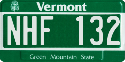 VT license plate NHF132