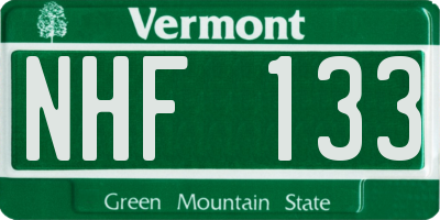 VT license plate NHF133