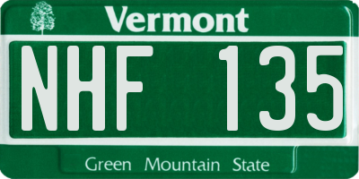 VT license plate NHF135