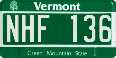 VT license plate NHF136