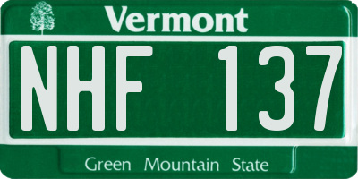 VT license plate NHF137