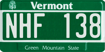 VT license plate NHF138