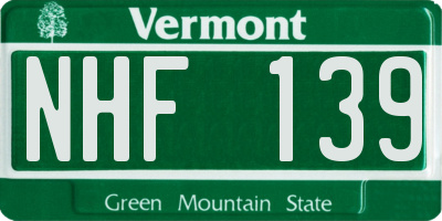 VT license plate NHF139