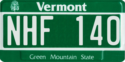 VT license plate NHF140