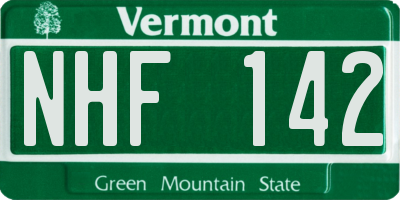 VT license plate NHF142