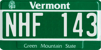 VT license plate NHF143