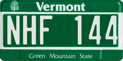 VT license plate NHF144