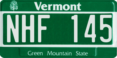 VT license plate NHF145