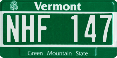 VT license plate NHF147