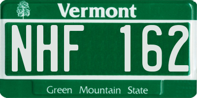 VT license plate NHF162