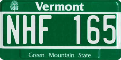 VT license plate NHF165