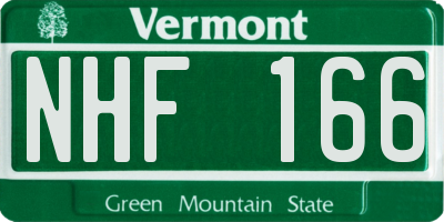 VT license plate NHF166