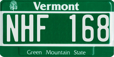 VT license plate NHF168