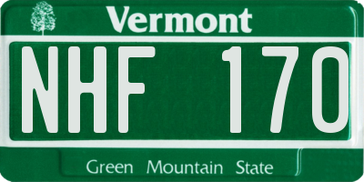 VT license plate NHF170