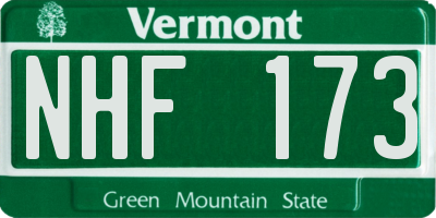 VT license plate NHF173