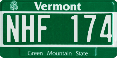 VT license plate NHF174