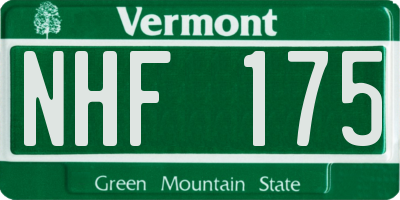 VT license plate NHF175