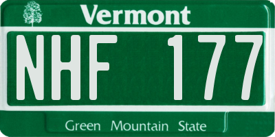 VT license plate NHF177
