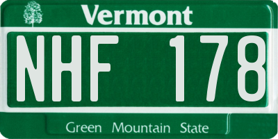 VT license plate NHF178