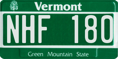 VT license plate NHF180