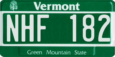 VT license plate NHF182