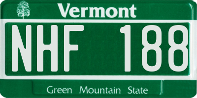 VT license plate NHF188