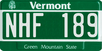 VT license plate NHF189
