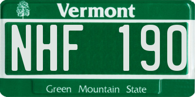VT license plate NHF190