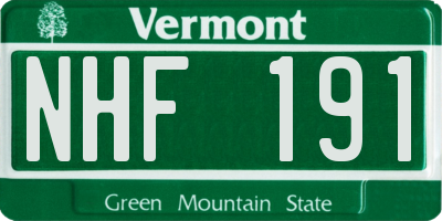 VT license plate NHF191