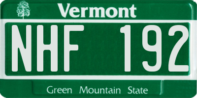 VT license plate NHF192