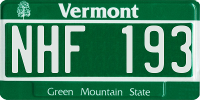 VT license plate NHF193