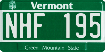 VT license plate NHF195