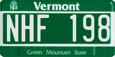 VT license plate NHF198