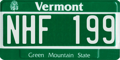 VT license plate NHF199
