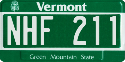 VT license plate NHF211