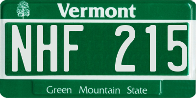 VT license plate NHF215