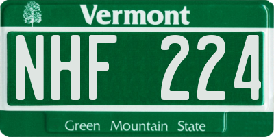 VT license plate NHF224