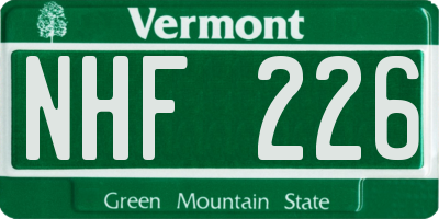 VT license plate NHF226