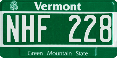 VT license plate NHF228