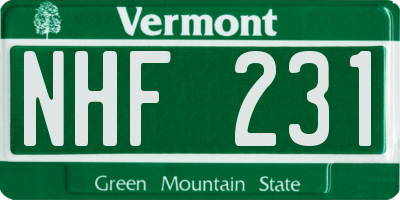 VT license plate NHF231