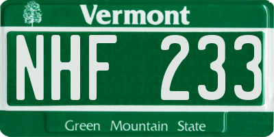 VT license plate NHF233